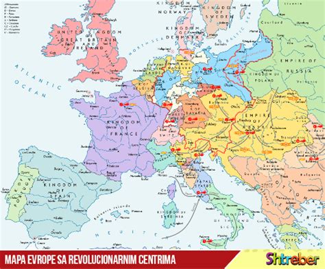 Mapa Evrope sa označenim Srbijom i Turskom