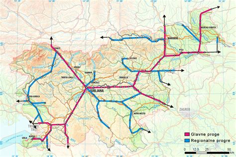 Zemljevid Južne železnice Dunaj-Trst