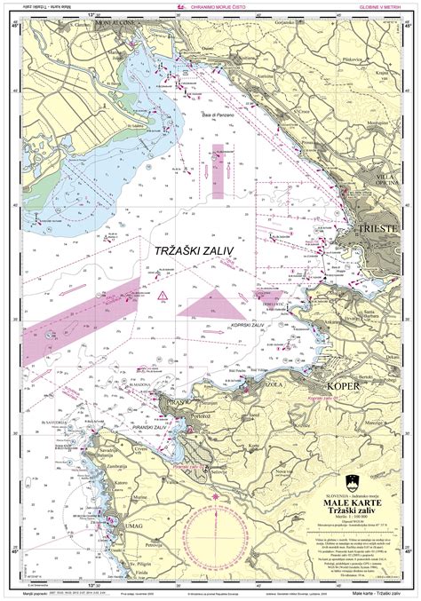 Primer elektronske pomorske karte prikazane na zaslonu ladijskega plotterja